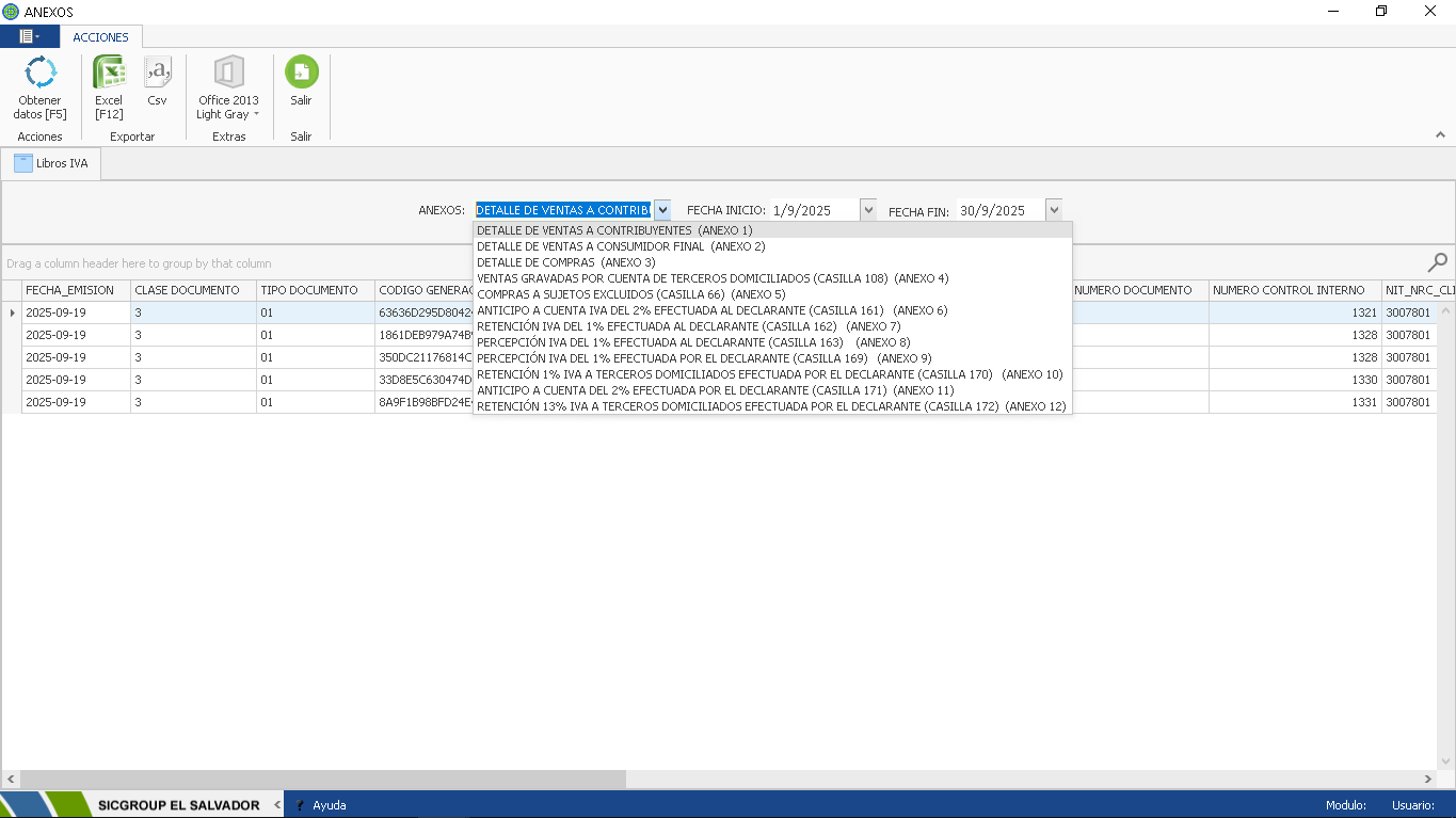 Interfaz de Reportes de Conciliación